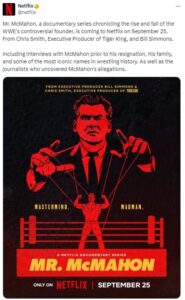Netflix announces documentary series on former WWE chairman Vince McMahon Netflix announces documentary series on former WWE chairman Vince McMahon