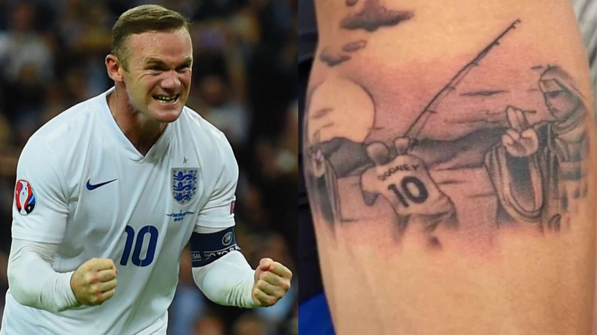 Rooney fishing tattoo! England face foe with bizarre body art  