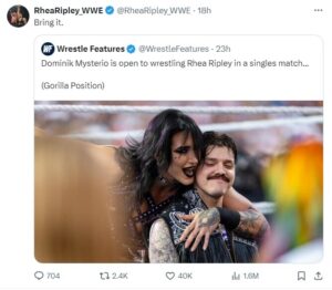 Rhea Ripley comments on potential intergender match against Dominik Mysterio  