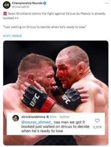 "We got it booked" -Sean Strickland confirms his fight with Dricus Du Plessis  