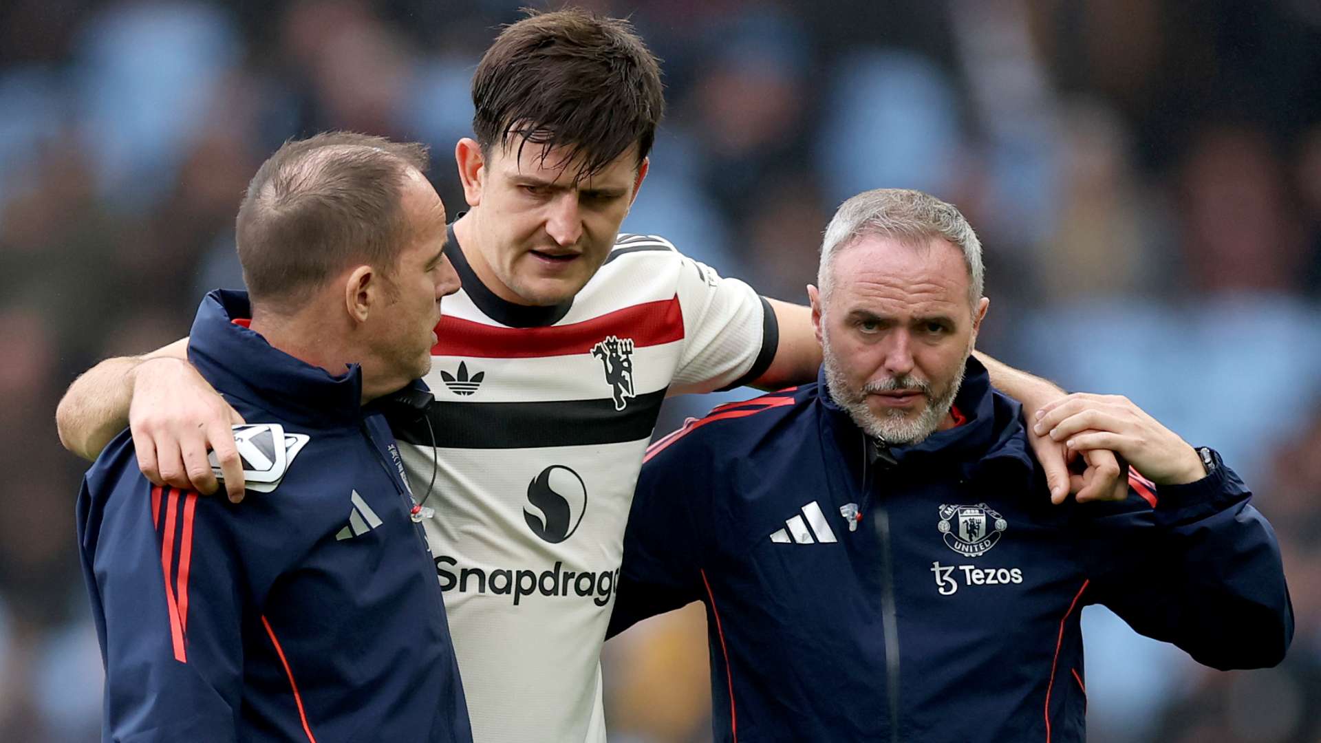 Worry for Utd as Maguire helped off pitch by medical staff  