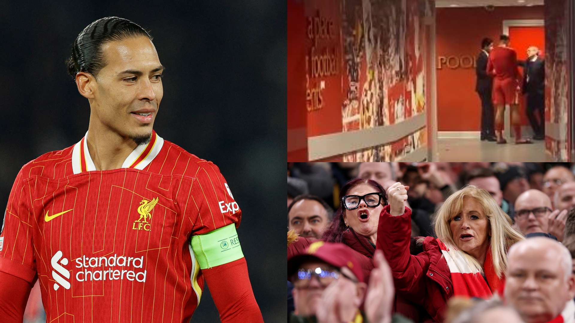 Liverpool fans fear the worst as VVD spotted in tunnel chat with PSG president  