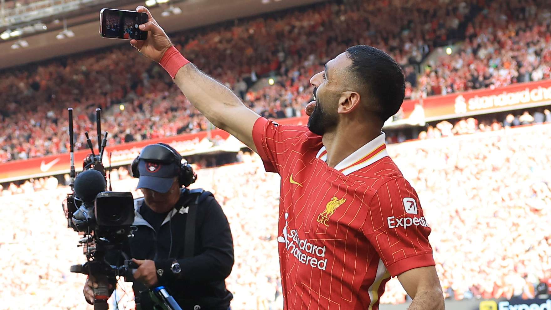 Salah takes selfie with fans as Liverpool win Premier League crown  