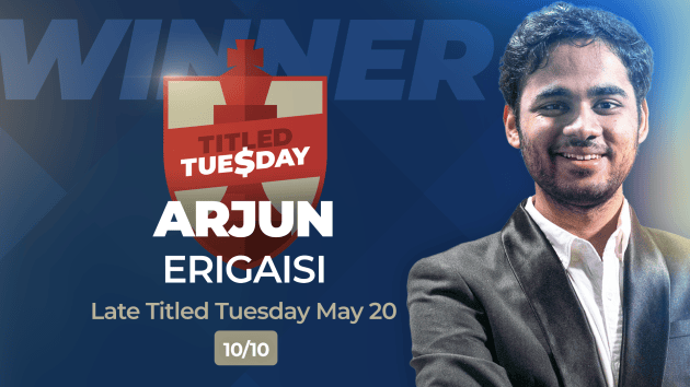 Arjun Takes Titled Tuesday With 10/10, Locks In Speed Chess Championship Spot  