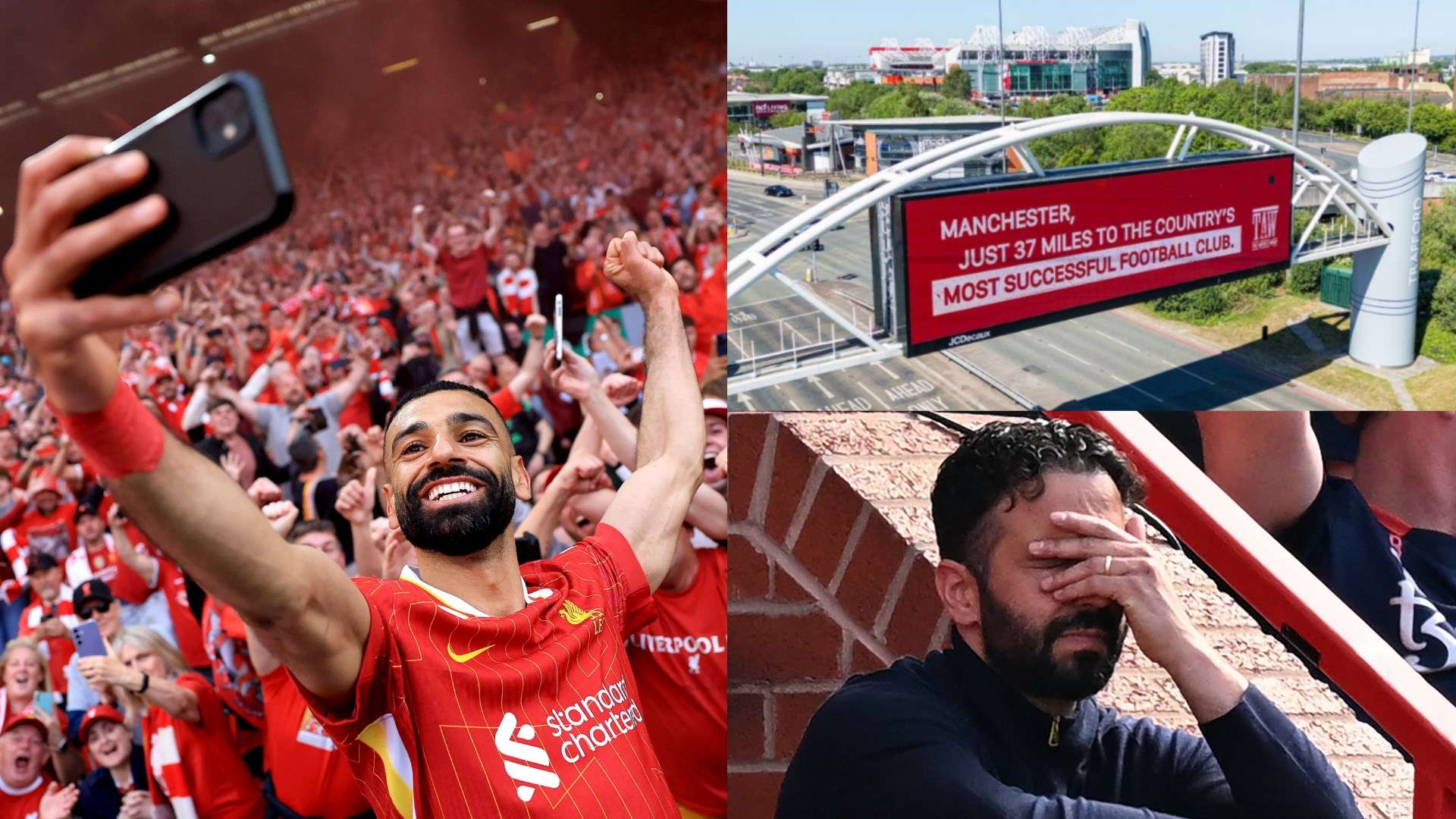 Liverpool fans taunt Man Utd with billboard outside Manchester  