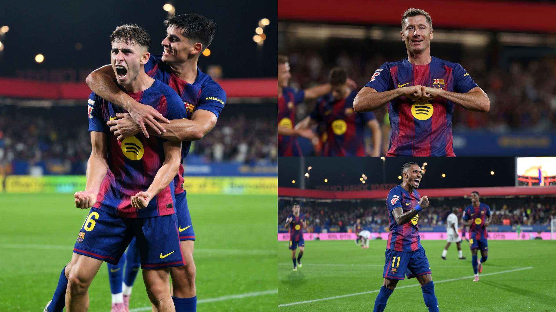 Fermin, Raphinha and Lewandowski all grab braces in Barca win  