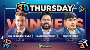 Duda, Nakamura, Terry Win 3 0 Thursday  