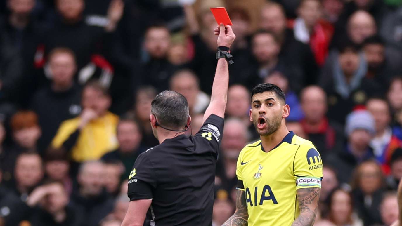 'Utter b*llocks' - Spurs fans fume over latest Romero red card  