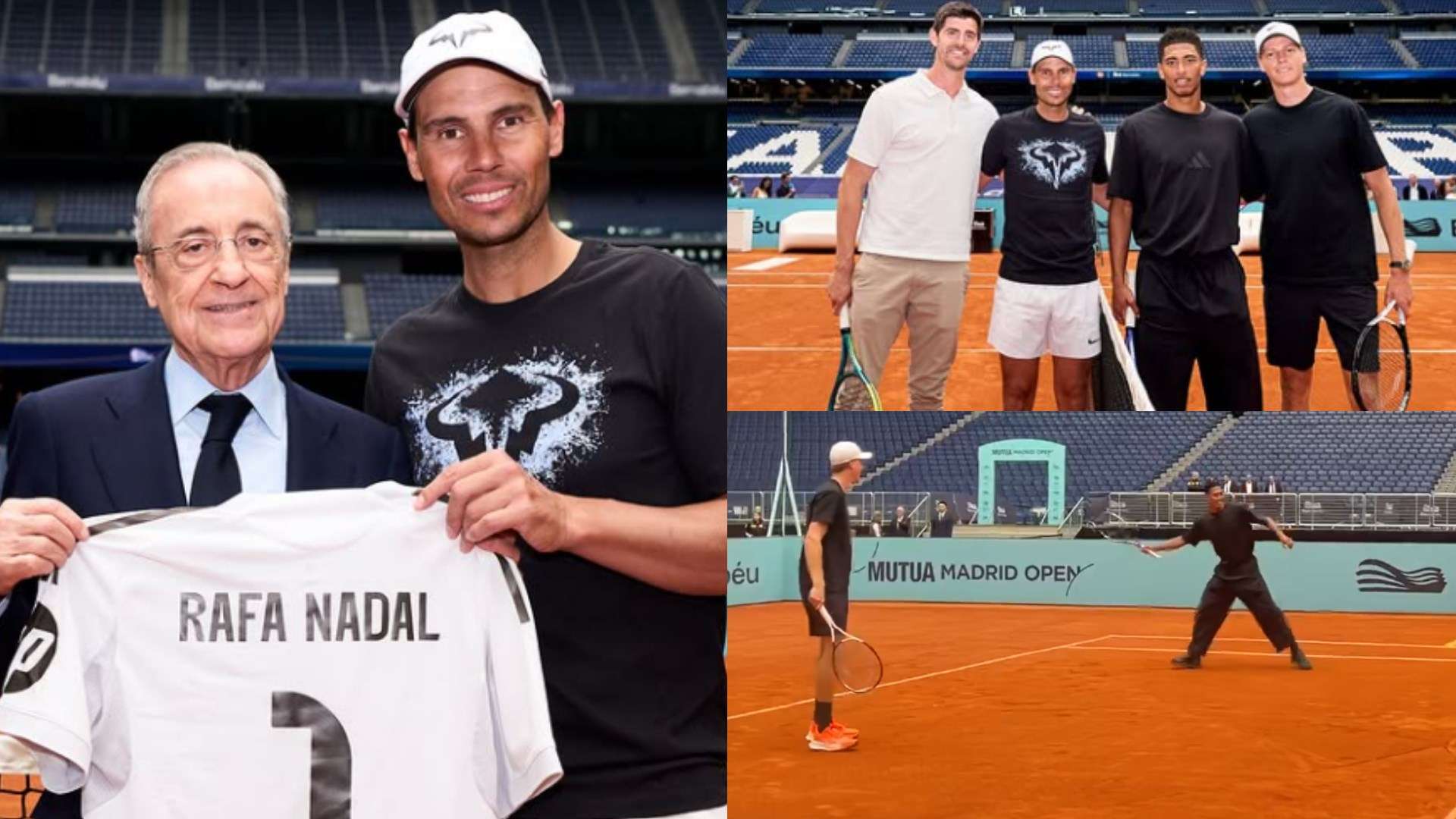 🎥 | Bellingham & Sinner face Nadal & Courtois in Bernabeu tennis match  