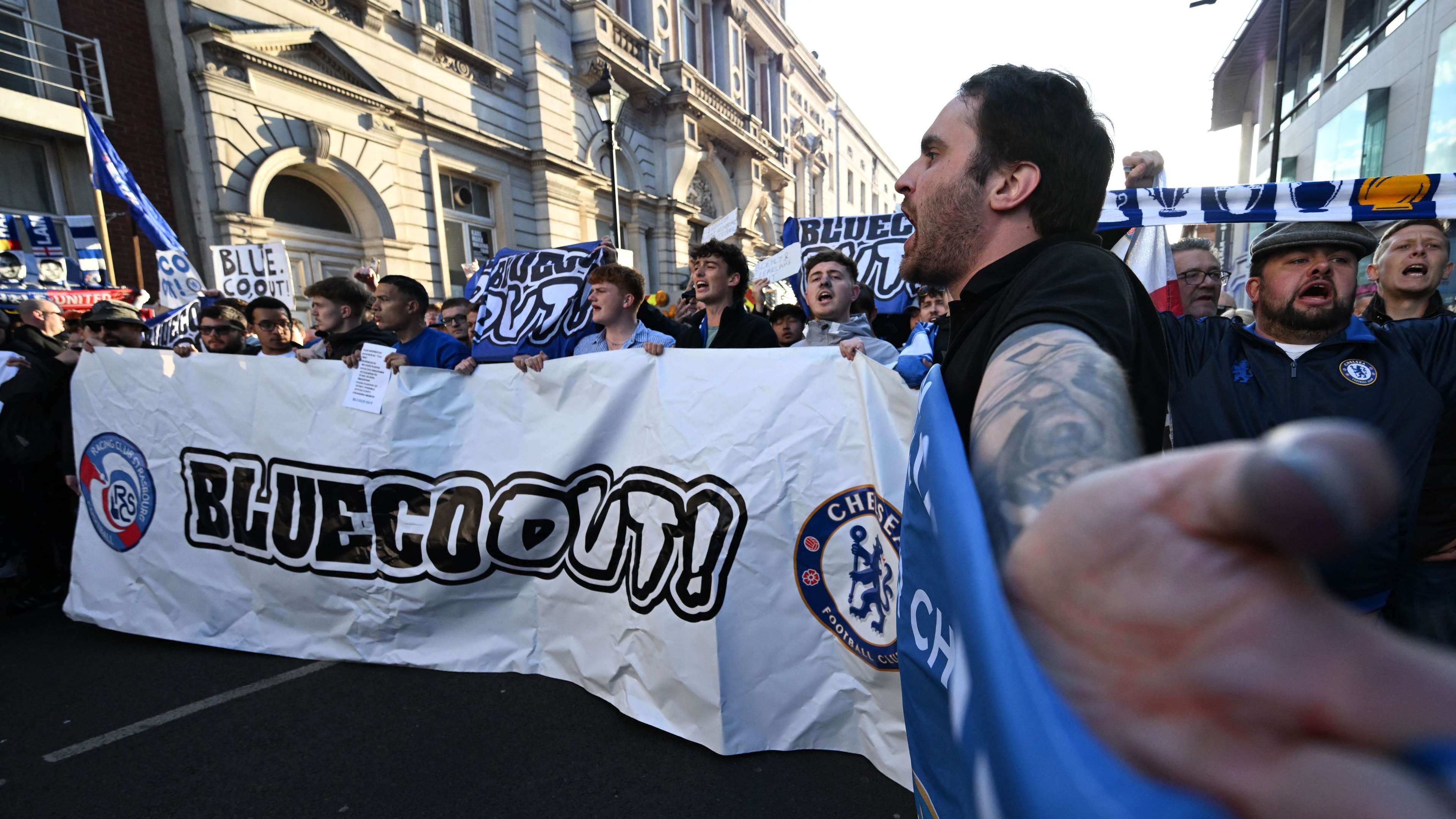 Chelsea & Strasbourg fans unite in protest against BlueCo  