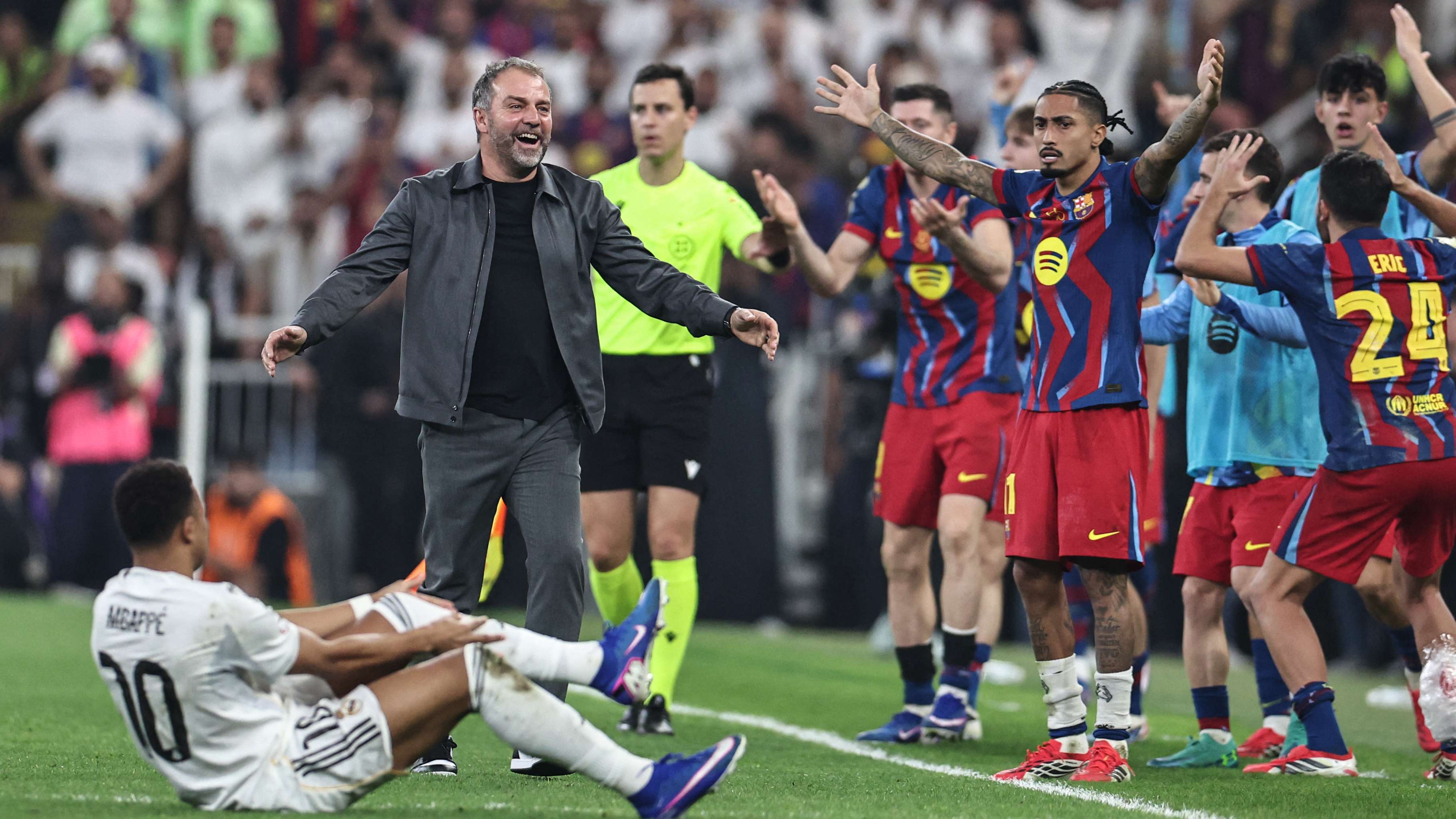 Barca boss laughs off claims Madrid are better without Mbappe  