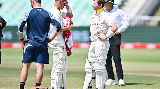 Smith sits out South Africa's second innings after helmet blow  